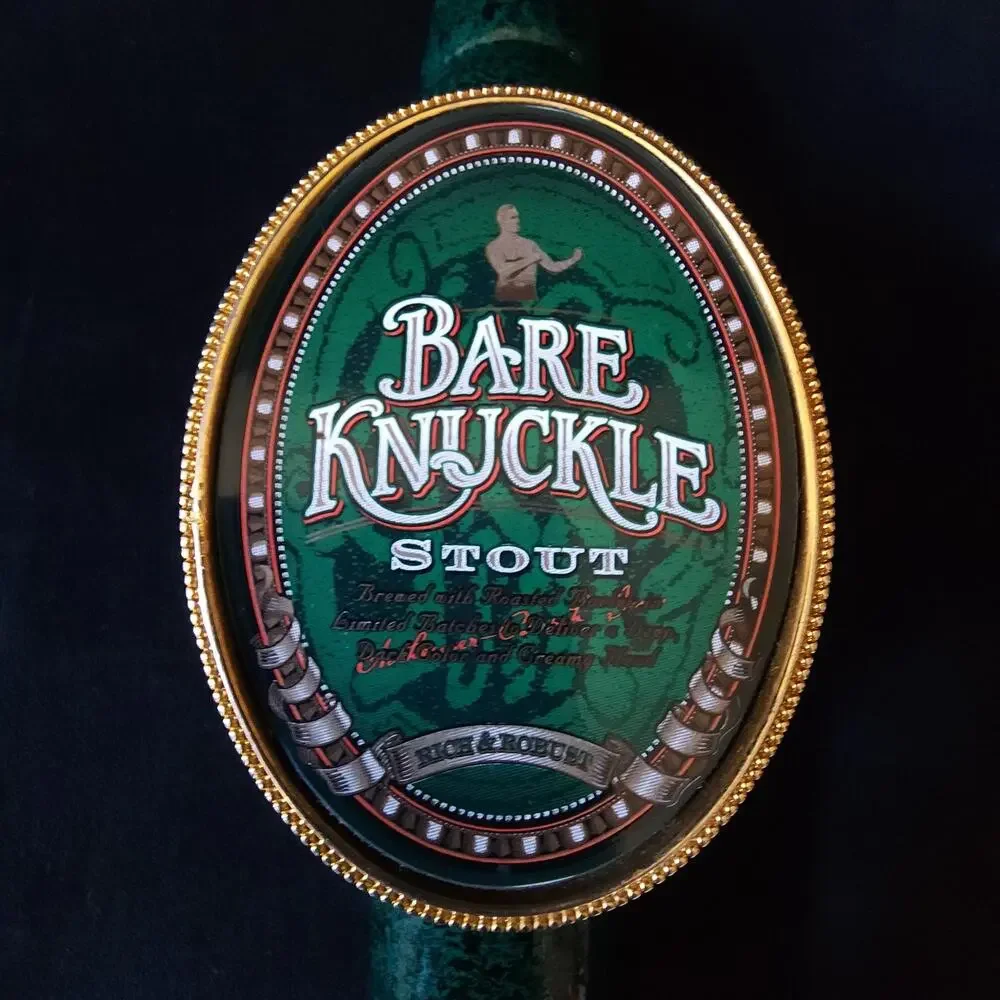Rare Bare Knuckle Stout Home Bar Beer Tap Handle Anheuser Busch Green & Gold